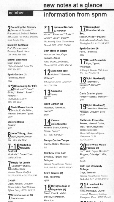 BMIC Concert Advertisement in Wire Magazine 1998