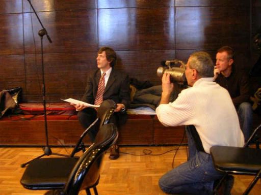 Being Filmed at a Rehearsal of Dance Music for Strings at the Pernik Theatre 2006