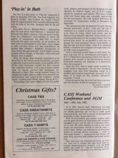 Review of Sonatina for 2 Clarinets in the CAS Society Magazine 1982