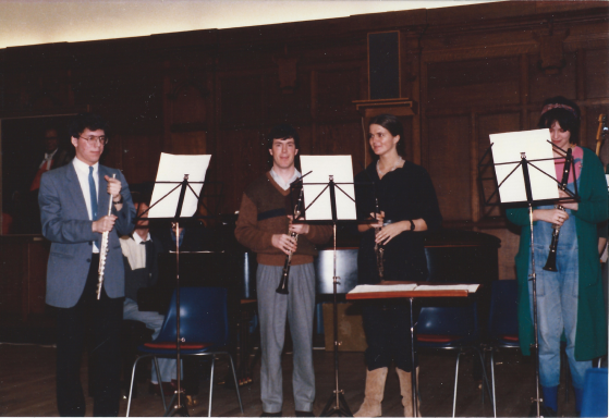 Playing clarinet with the Newcastle New Music Group in the Kings Hall in 1986