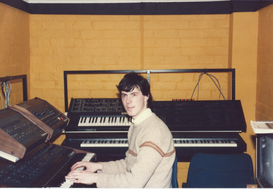 Playing "Wistful" in the Newcastle University Music Studio 1985